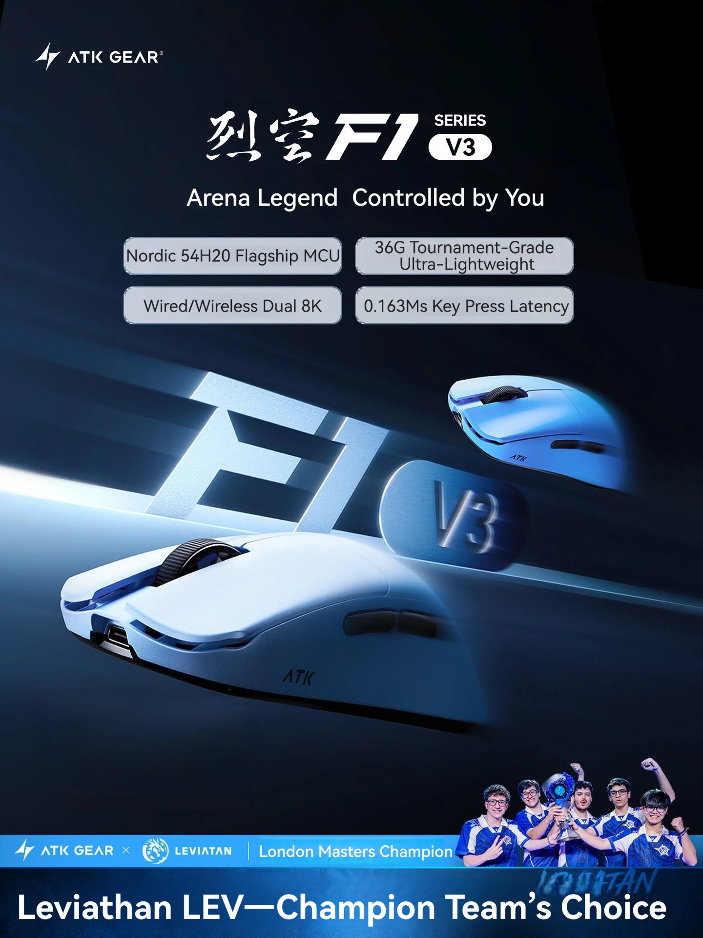 Ultimate Esports Gaming - Mouse Inalámbrico para Juegos ATK F1